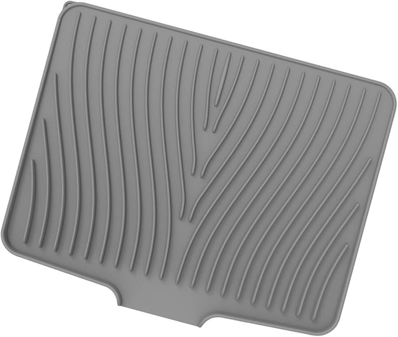 Gray Silicone Kitchen Mats With Sloped Drainage Efficient Water Flow Non Slip Bottom Heat Resistant - Image 4